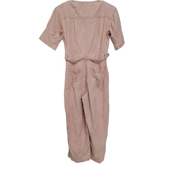 Madewell Top Stitched Coverall Belt Button Jumpsuit Bashful Pink Women Sz 00 - Picture 11 of 12